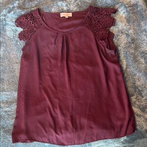 Philosophy Red Sleeveless Ruffled Blouse